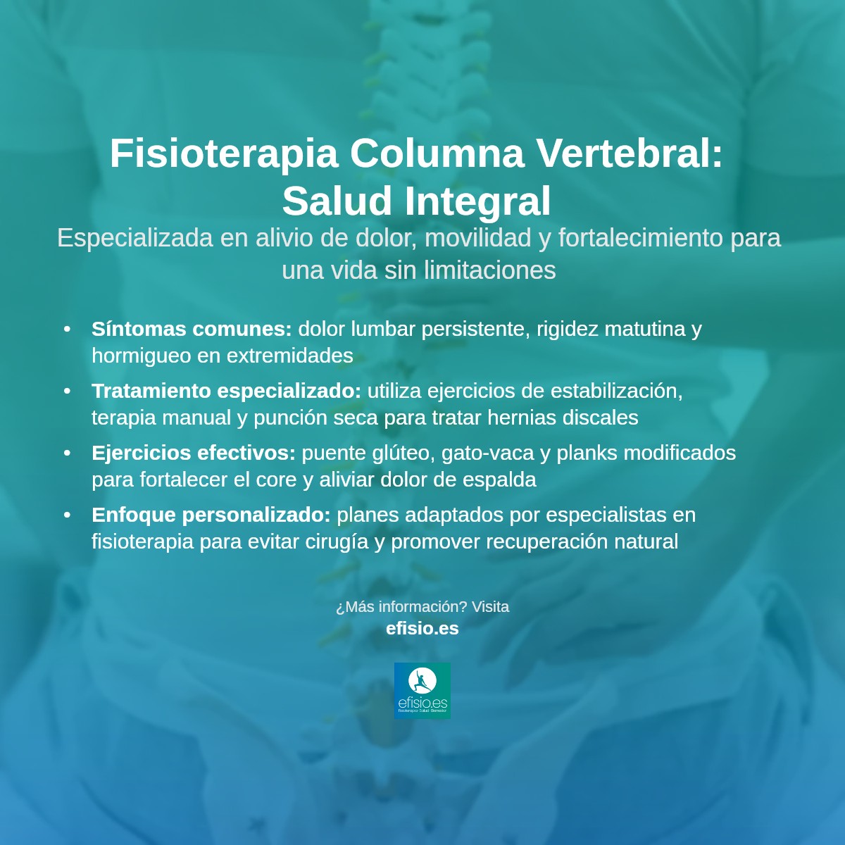 Imagen resumen sobre Fisioterapia para Columna Vertebral