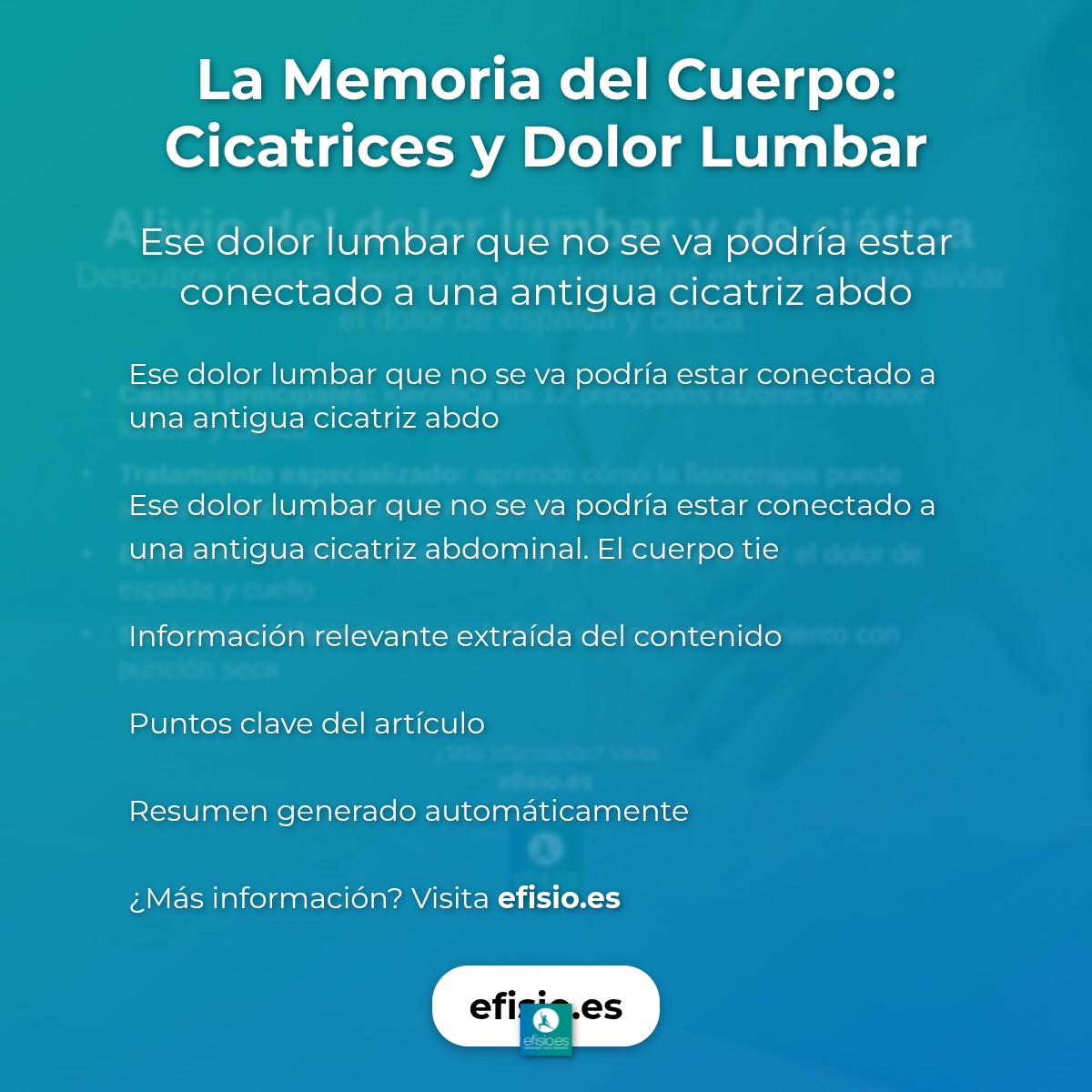 La Memoria del Cuerpo: Cicatrices y Dolor Lumbar