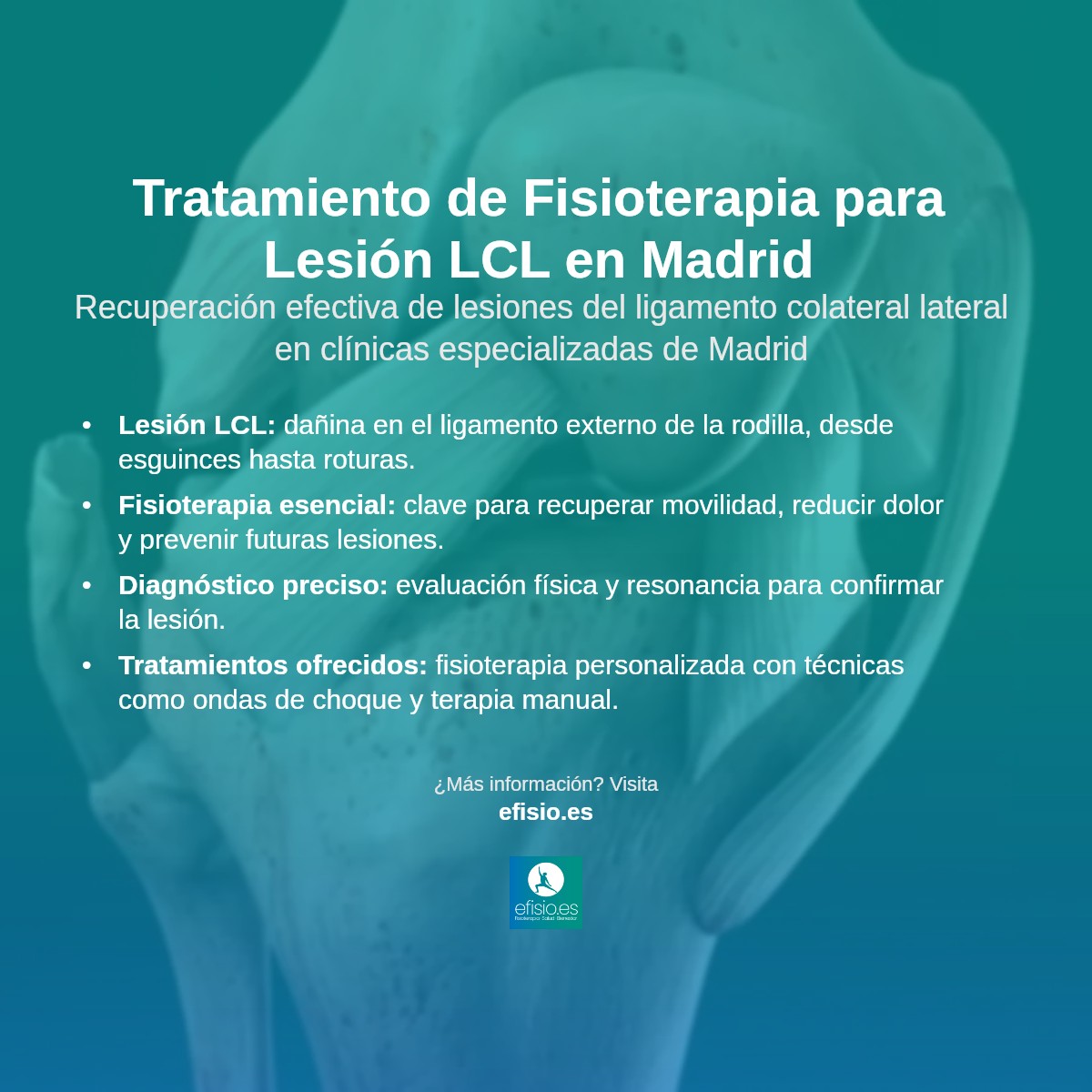 Imagen resumen sobre Lesión del Ligamento Colateral Lateral (LCL)