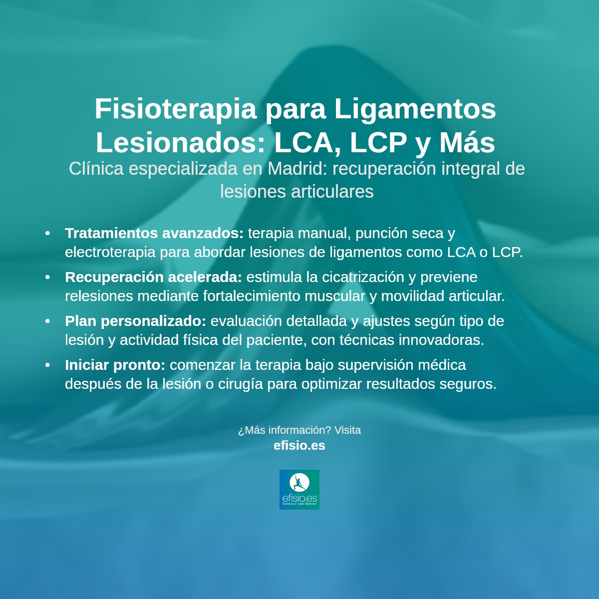 Imagen resumen sobre Lesiones de Ligamentos (p.ej., LCA, LCP)