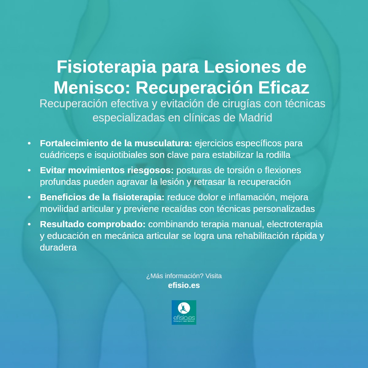 Imagen resumen sobre Lesiones de menisco