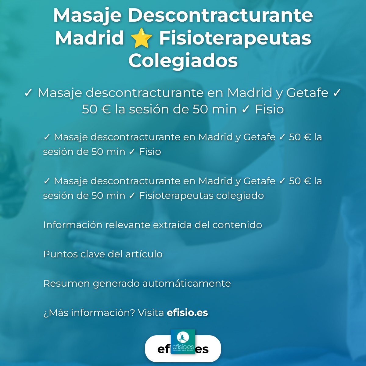 Imagen resumen sobre Masaje descontracturante en Madrid