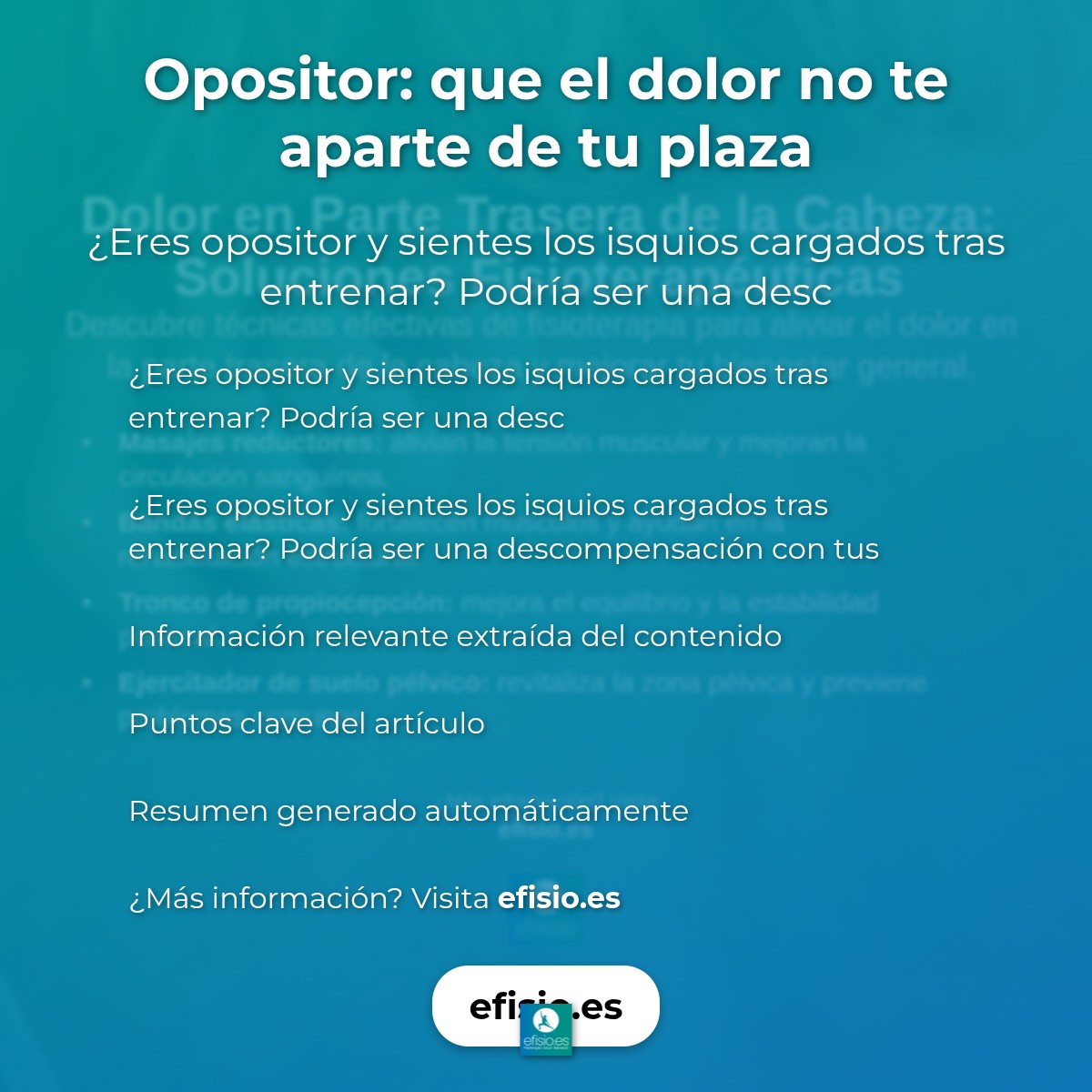 Opositor: que el dolor no te aparte de tu plaza