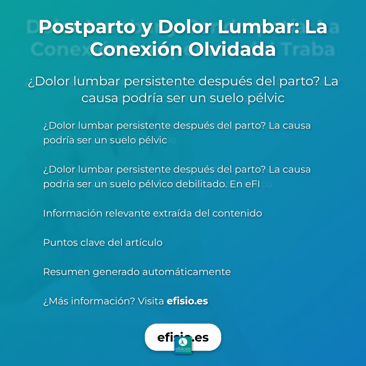 Postparto y Dolor Lumbar: La Conexión Olvidada