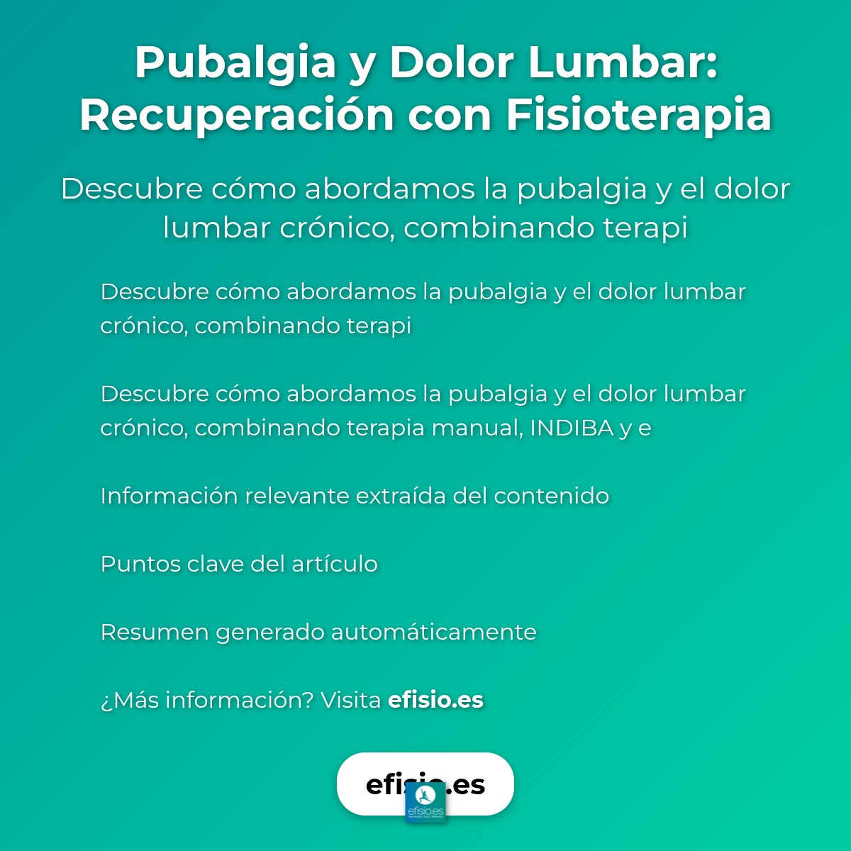 Imagen resumen sobre Pubalgia y Dolor Lumbar: Recuperación con Fisioterapia