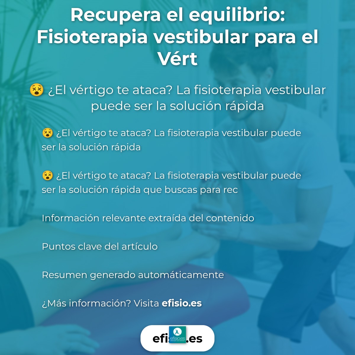Recupera el equilibrio: Fisioterapia vestibular para el Vértigo