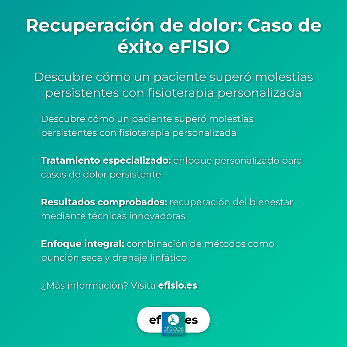 Imagen resumen sobre Recuperación de dolor: Caso de éxito eFISIO