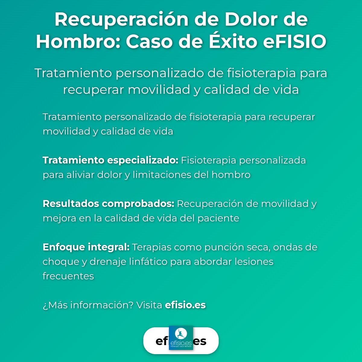 Imagen resumen sobre Recuperación de Dolor de Hombro: Caso de Éxito eFISIO