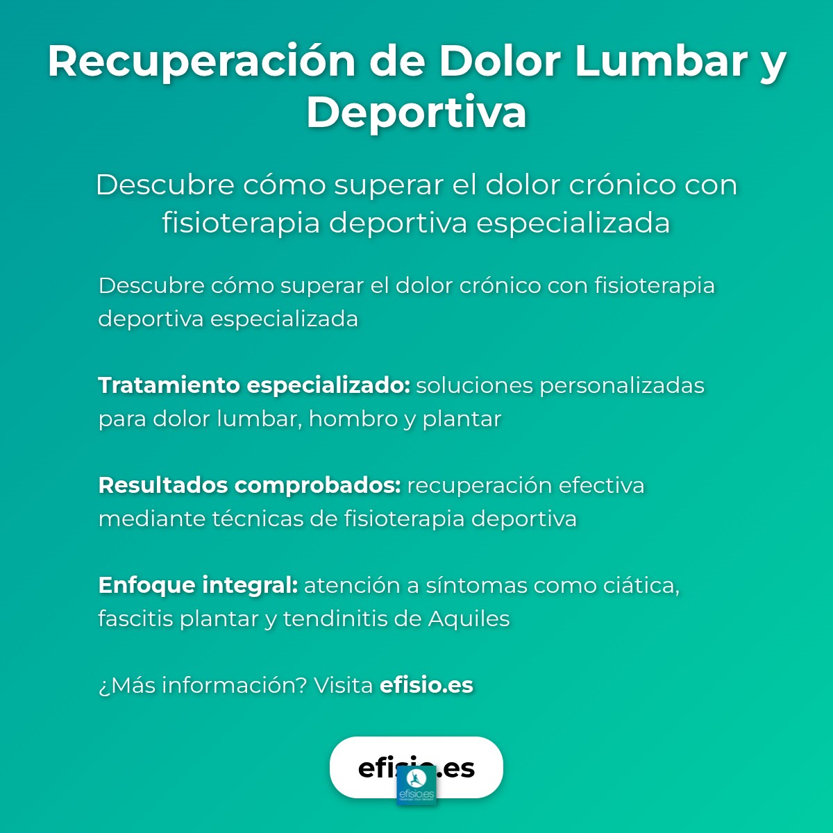 Imagen resumen sobre Recuperación de Dolor Lumbar y Deportiva