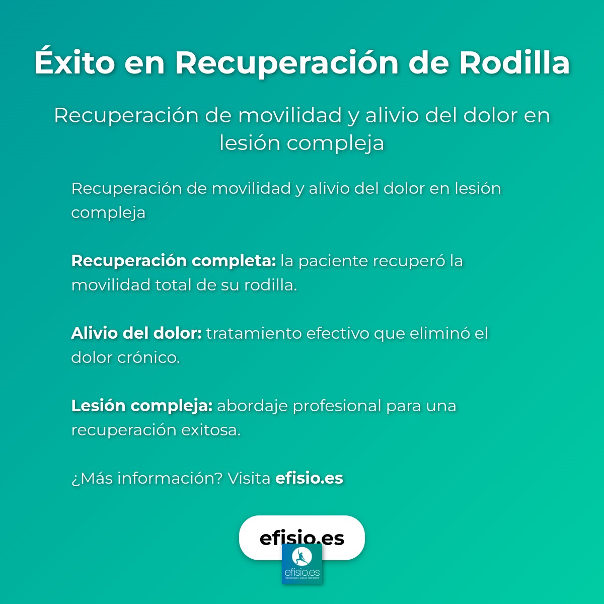Imagen resumen sobre Recuperación de Lesión de Rodilla: Caso de Éxito eFISIO