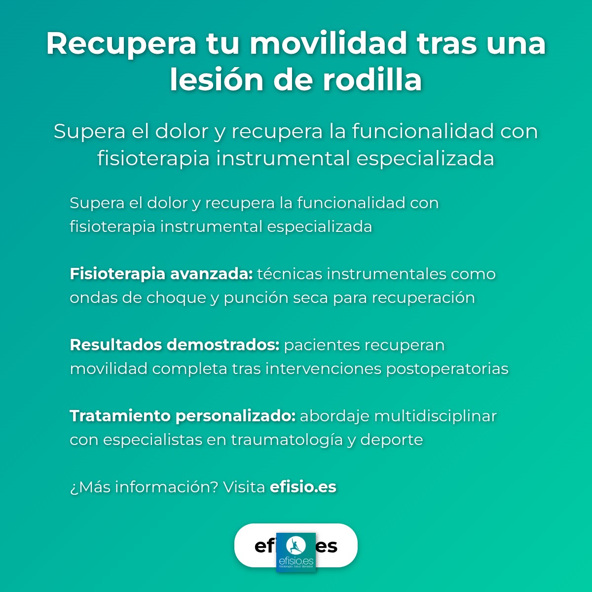 Imagen resumen sobre Recuperación Lesión Rodilla con Fisioterapia