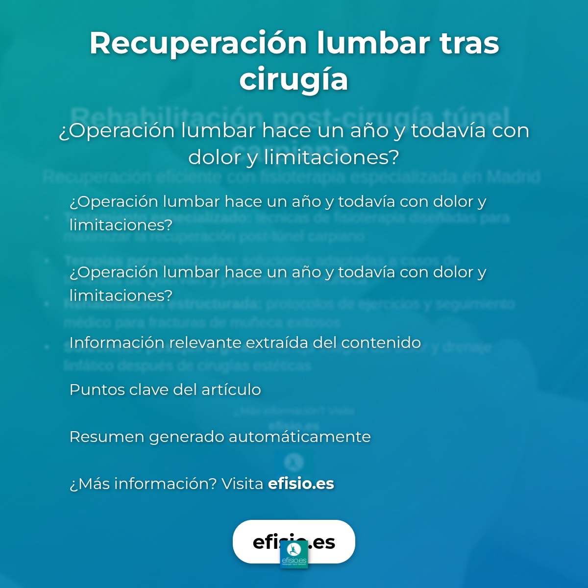 Recuperación lumbar tras cirugía