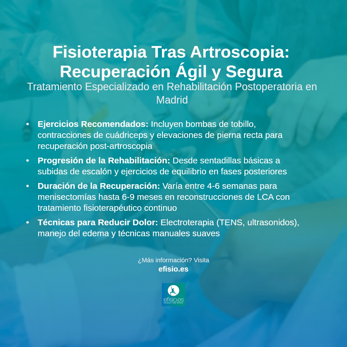 Imagen resumen sobre Rehabilitación después de Artroscopia