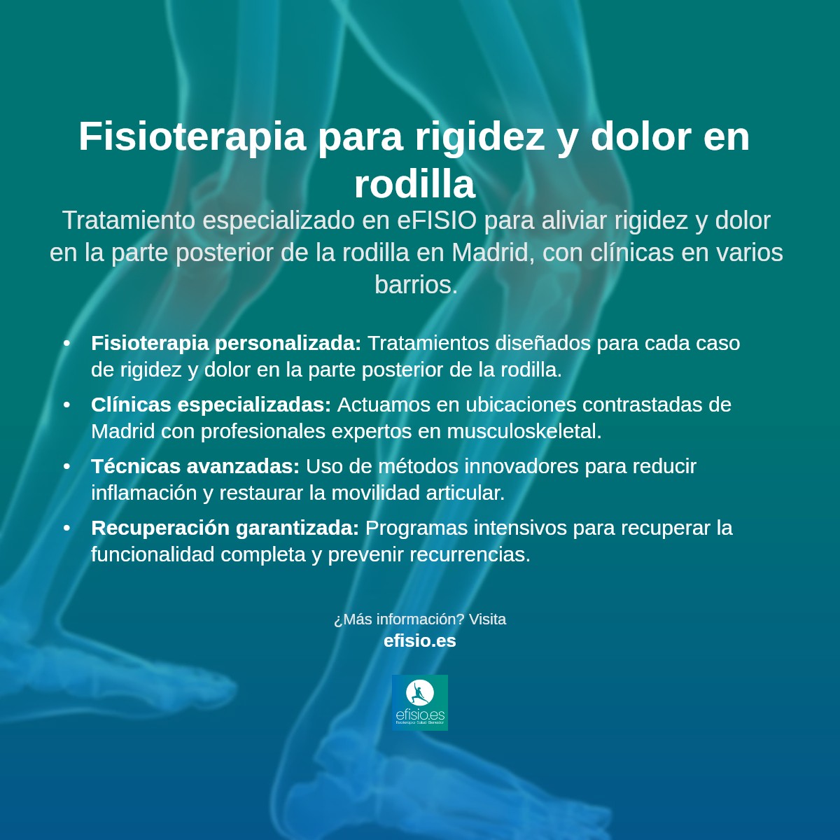 Imagen resumen sobre Rigidez y dolor en la parte posterior de la rodilla