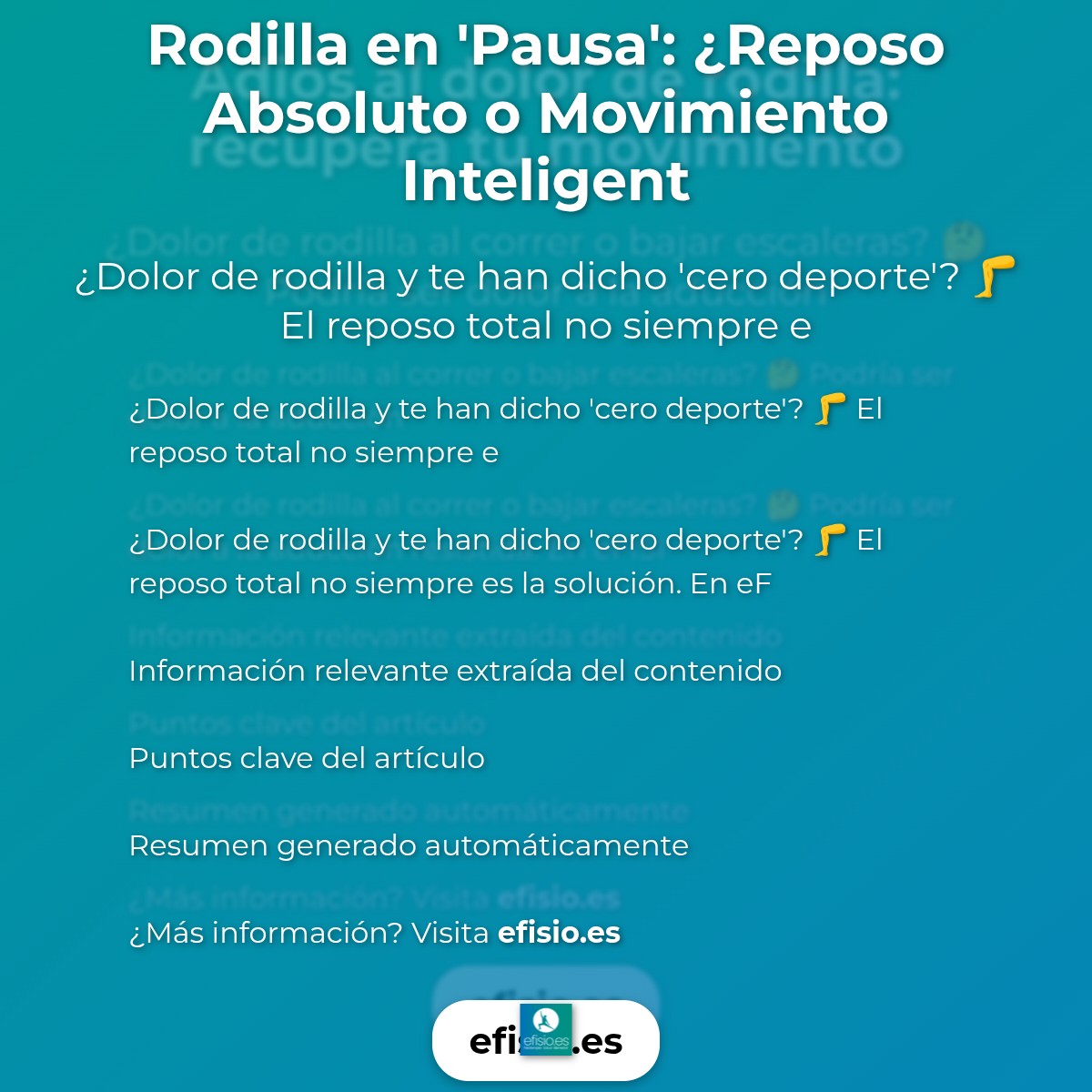 Rodilla en 'Pausa': ¿Reposo Absoluto o Movimiento Inteligente?