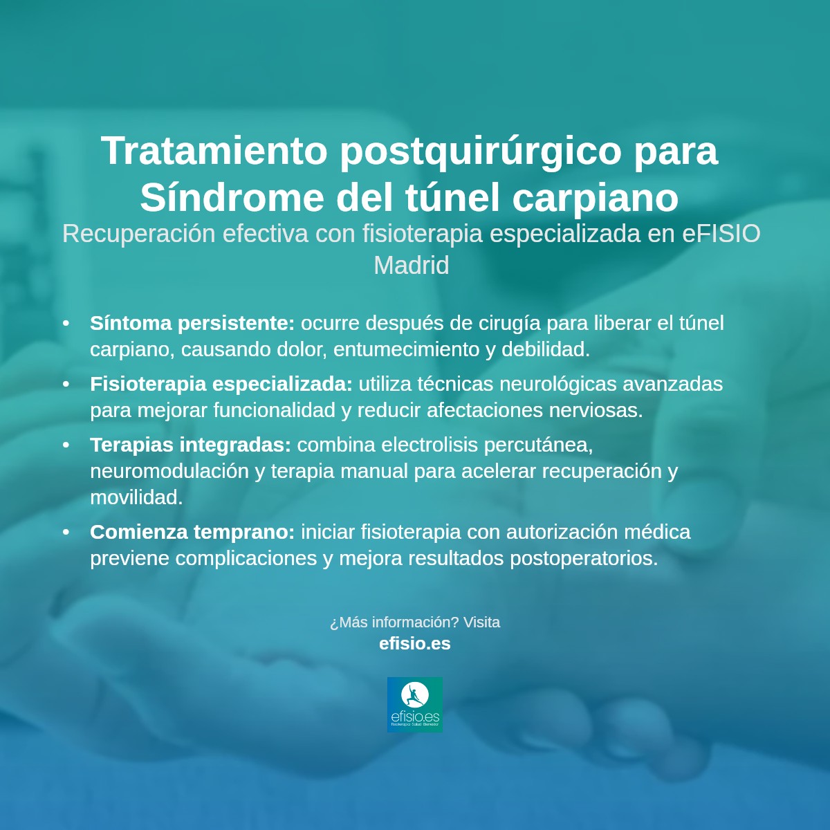 Imagen resumen sobre Síndrome del túnel carpiano postquirúrgico