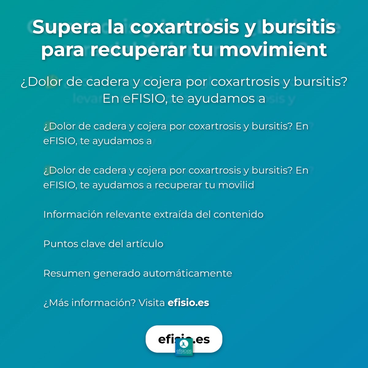 Supera la coxartrosis y bursitis para recuperar tu movimiento