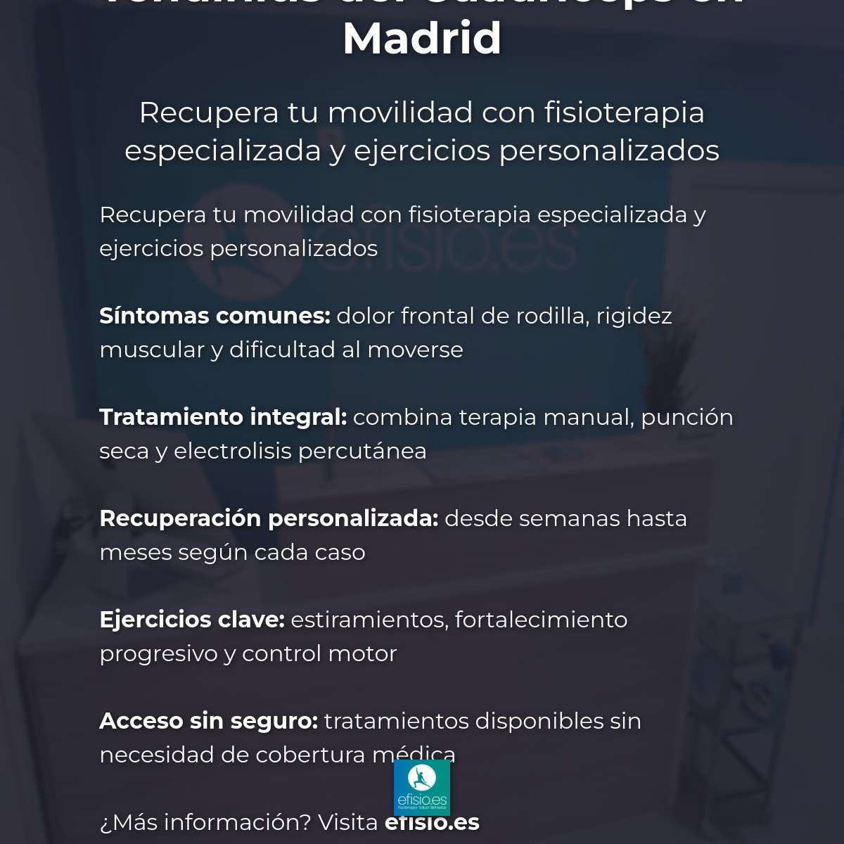 Imagen resumen sobre Tendinitis del Cuádriceps