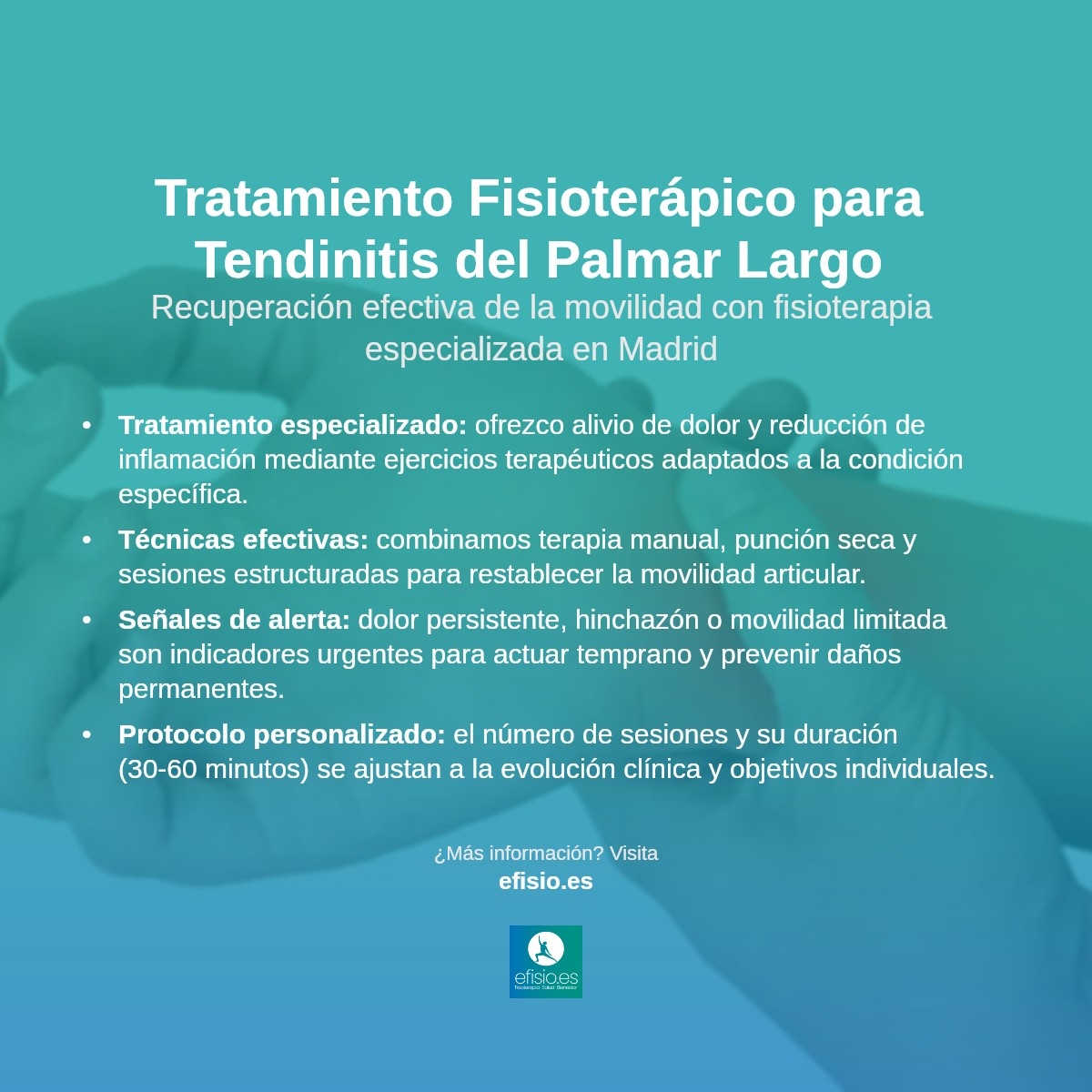 Imagen resumen sobre Tendinitis del Palmar Largo (Mano)