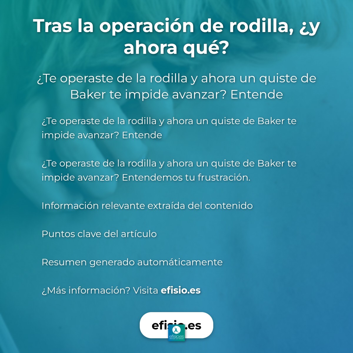 Tras la operación de rodilla, ¿y ahora qué?