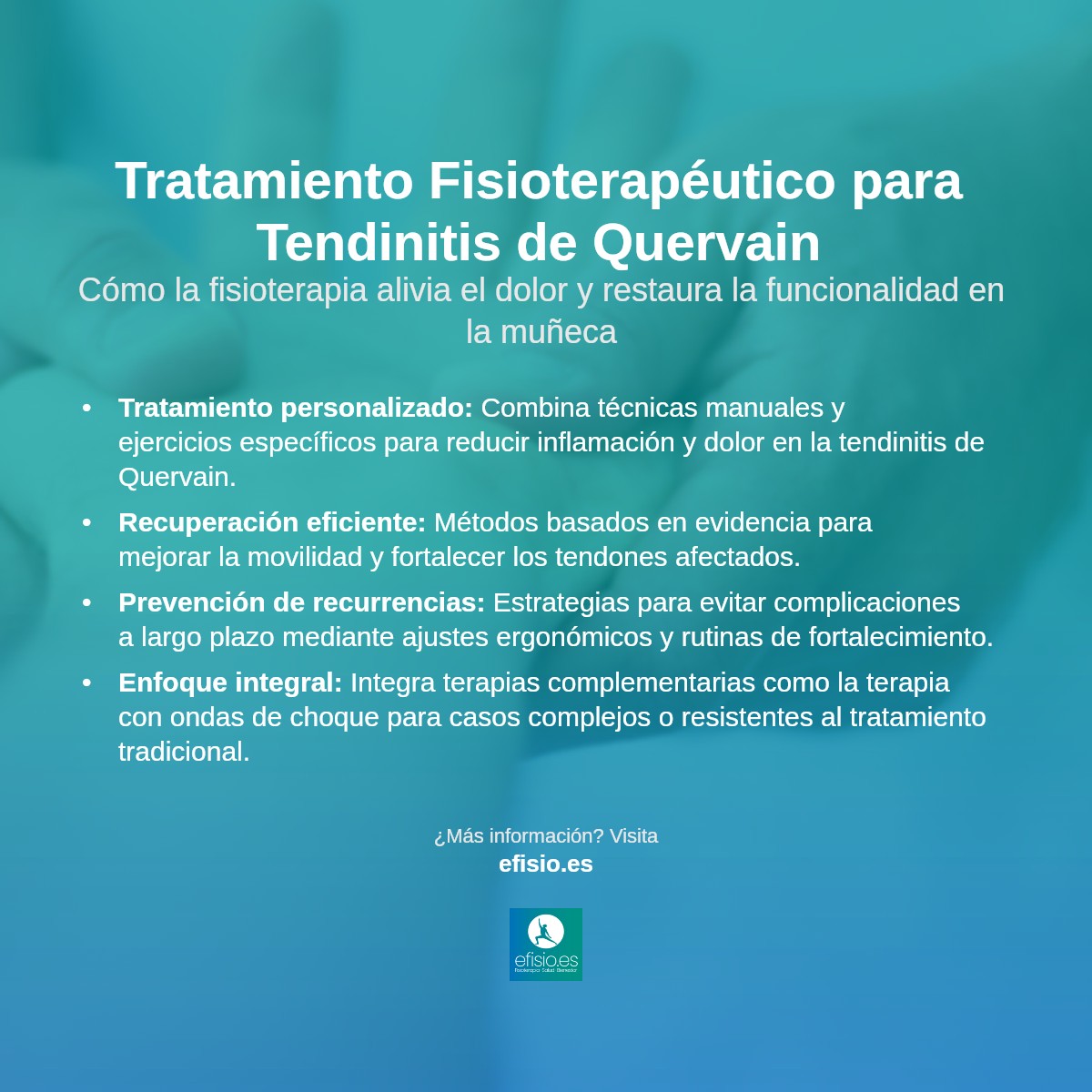 Imagen resumen sobre Tratamiento para la tendinitis de Quervain con Fisioterapia