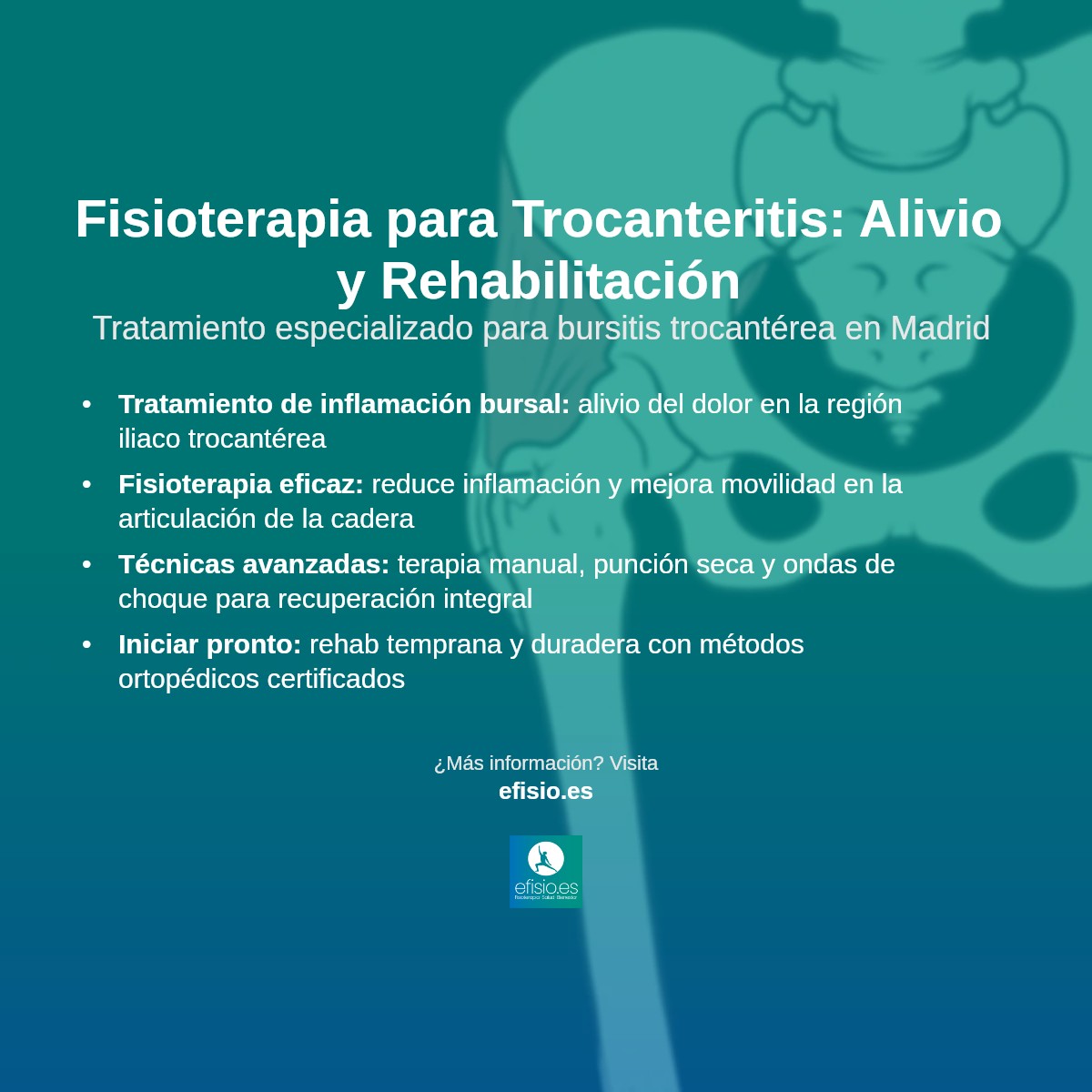 Imagen resumen sobre Trocanteritis (Bursitis trocantérea)